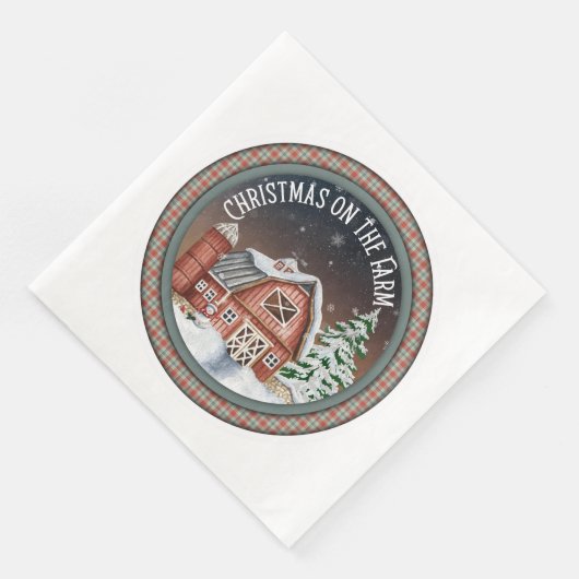 Serviette En Papier Noël à la ferme (Coin)