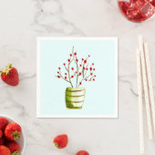 Serviette En Papier Noël à l'aquarelle de Red Berries (En situation)