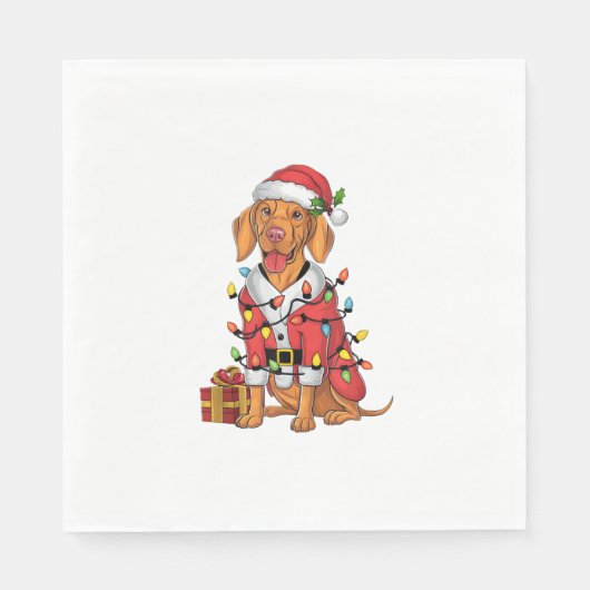 Serviette En Papier Noël à Père Noël Vizsla Chien de Noël (Devant)