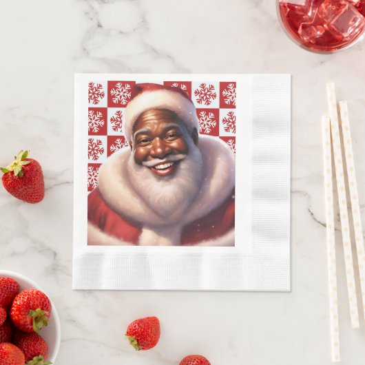 Serviette En Papier Noël afro-américain Jolly Père Noël, (En situation)