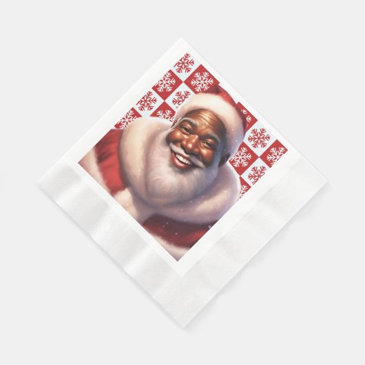 Serviette En Papier Noël afro-américain Jolly Père Noël, (Coin)