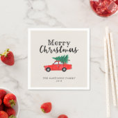 Serviette En Papier Noël agricole | Arbre frais coupé en voiture (En situation)