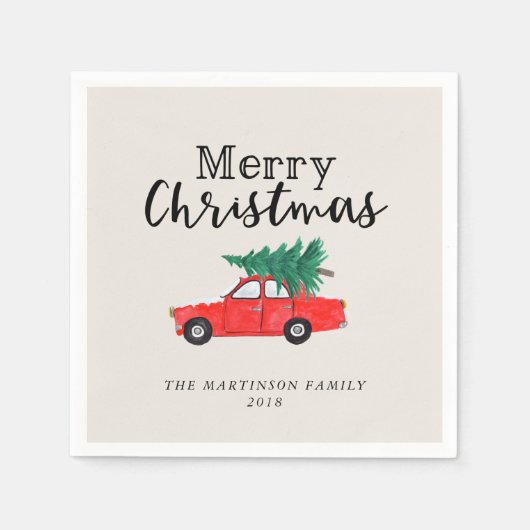 Serviette En Papier Noël agricole | Arbre frais coupé en voiture (Devant)