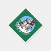 Serviette En Papier Noël Ajouter La Date Ski Snowman (Coin)