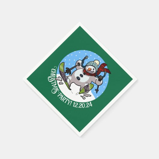 Serviette En Papier Noël Ajouter La Date Ski Snowman (Coin)