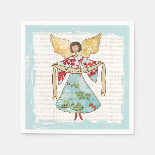Serviette En Papier Noël Angel Paix sur Terre (Devant)