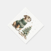 Serviette En Papier Noël Anglais Chien de Noël Arbre (Coin)