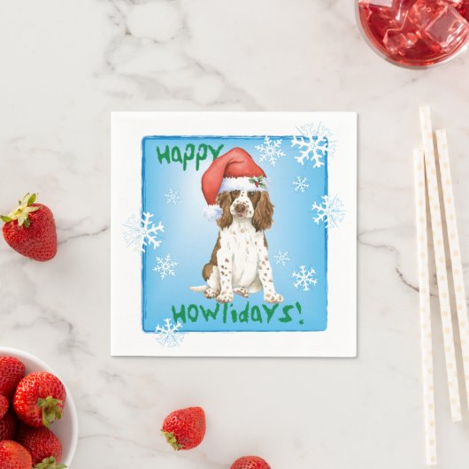 Serviette En Papier Noël Anglais Springer Spaniel Napkins (En situation)