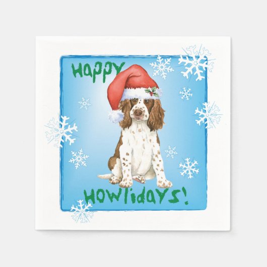 Serviette En Papier Noël Anglais Springer Spaniel Napkins (Devant)
