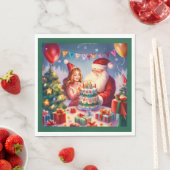 Serviette En Papier Noël Anniversaire 8 (En situation)