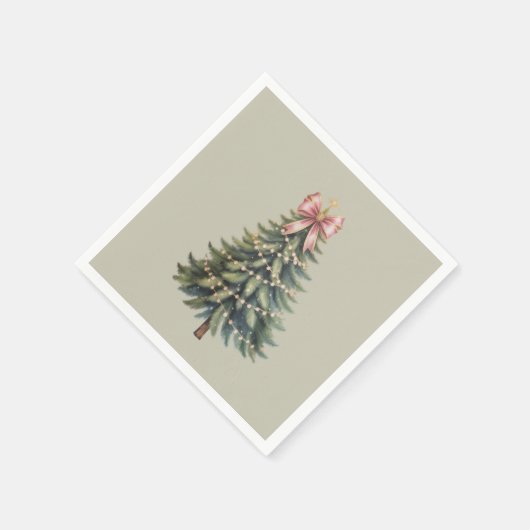 Serviette En Papier Noël Arbre Bow Coquette Xmas (Coin)