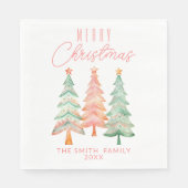 Serviette En Papier Noël Arbres Red Party (Devant)