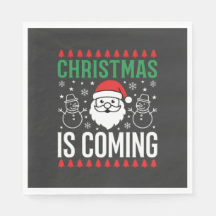 Serviette En Papier Noël arrive Père Noël Bonhomme de neige