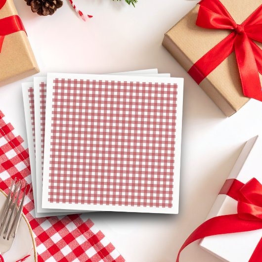 Serviette En Papier Noël au pays du Gingham rouge Fête de mariage