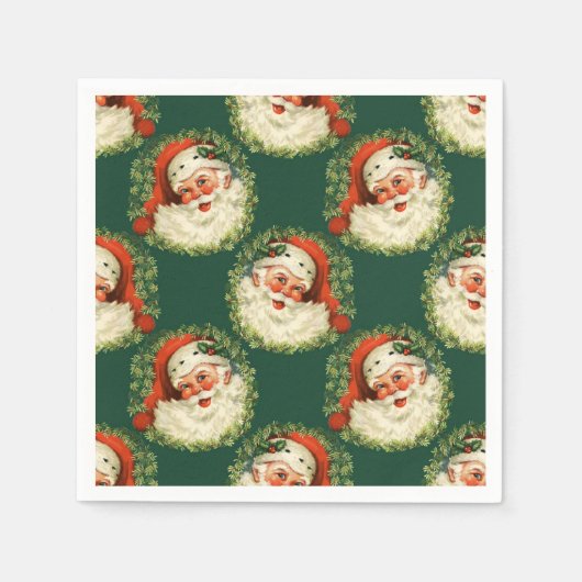 Serviette En Papier Noël au visage joyeux du Père Noël (Devant)