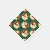 Serviette En Papier Noël au visage joyeux du Père Noël (Coin)