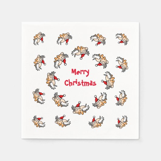 Serviette En Papier Noël aux cochons volants (Devant)