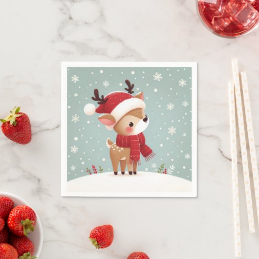 Serviette En Papier Noël aux rennes (En situation)