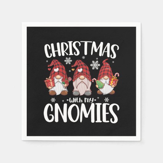 Serviette En Papier Noël Avec Mes Gnomies Buffalo Red Plaid Gnome (Devant)