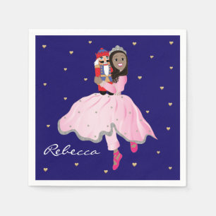 Serviette En Papier Noël Ballerine aux Cheveux Bruns Clara Assiette en