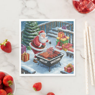 Serviette En Papier Noël barbecue père Noël