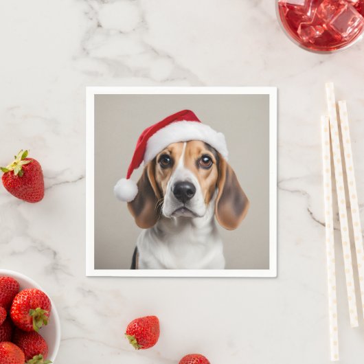 Serviette En Papier Noël beagle (En situation)