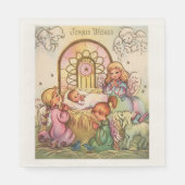 Serviette En Papier Noël Bébé Jésus en Manger Angels (Devant)