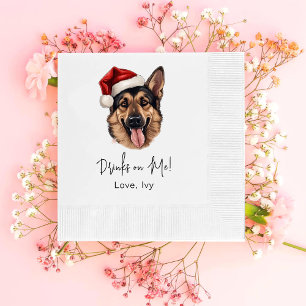 Serviette En Papier Noël Berger Allemand Chien Boit Sur Moi