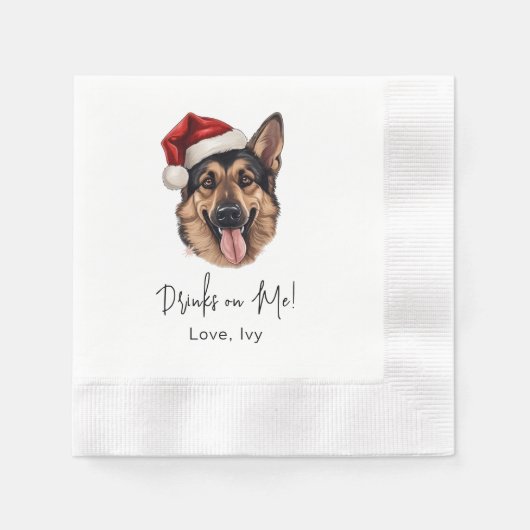 Serviette En Papier Noël Berger Allemand Chien Boit Sur Moi (Devant)