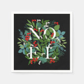Serviette En Papier NOEL Berries Verdure à Noël noir (Devant)