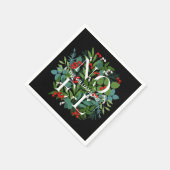 Serviette En Papier NOEL Berries Verdure Noël noir personnalisé (Coin)
