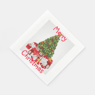 Serviette En Papier Noël/Blanc standard déjeuner Napkin/Arbre