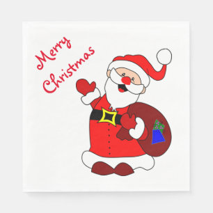 Serviette En Papier Noël Blanc Standard Napkin / Wave Père Noël