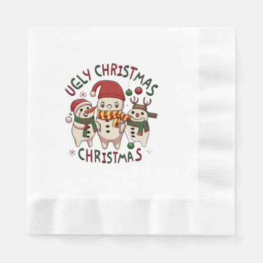 Serviette En Papier Noël blanc ; UGLY CHRISTMAS (Devant)