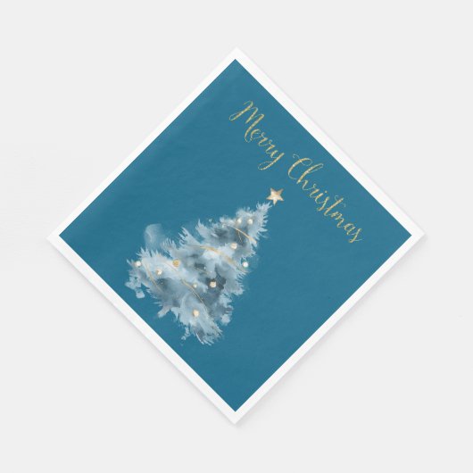 Serviette En Papier Noël bleu Arbre étoile Parties scintillant Noël (Coin)