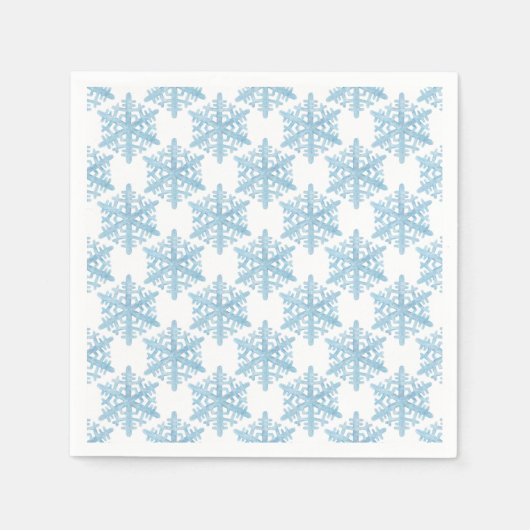 Serviette En Papier Noël bleu clair Aquarelle Snowflakes Motif (Devant)