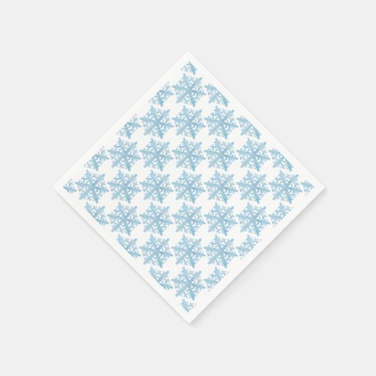 Serviette En Papier Noël bleu clair Aquarelle Snowflakes Motif (Coin)
