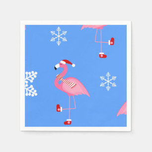 Serviette En Papier noël bleu santa claus flamingo