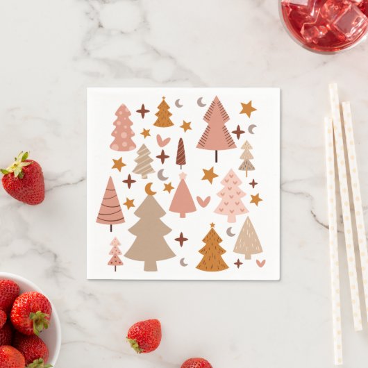 Serviette En Papier Noël Boho moderne hiver (En situation)