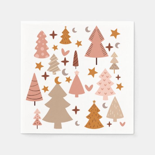 Serviette En Papier Noël Boho moderne hiver (Devant)