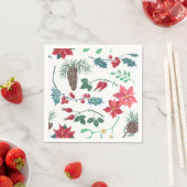 Serviette En Papier Noël botanique traditionnel (blanc) (En situation)