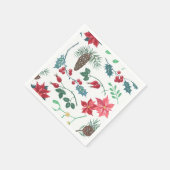 Serviette En Papier Noël botanique traditionnel (blanc) (Coin)