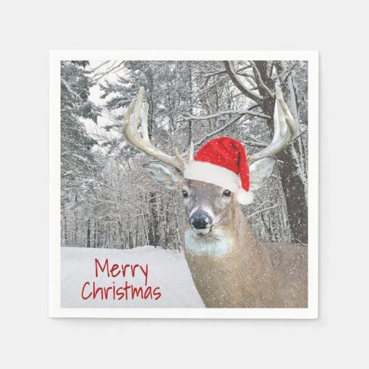 Serviette En Papier Noël Buck Dans Les Paniers À Neige (Devant)