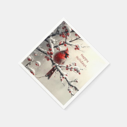 Serviette En Papier Noël Cardinal Rouge Vacances Napkin (Coin)