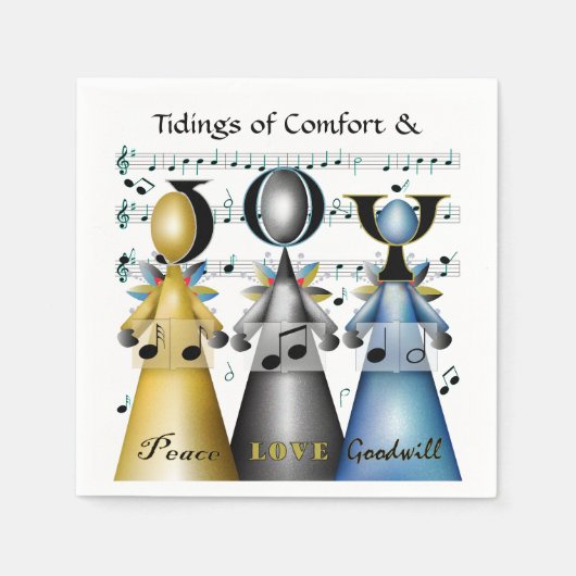 Serviette En Papier Noël Carolers Angels Chorale Chorale Chanteurs Fêt (Devant)
