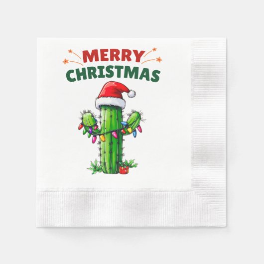 Serviette En Papier Noël Casquette de Cactus Noël (Devant)
