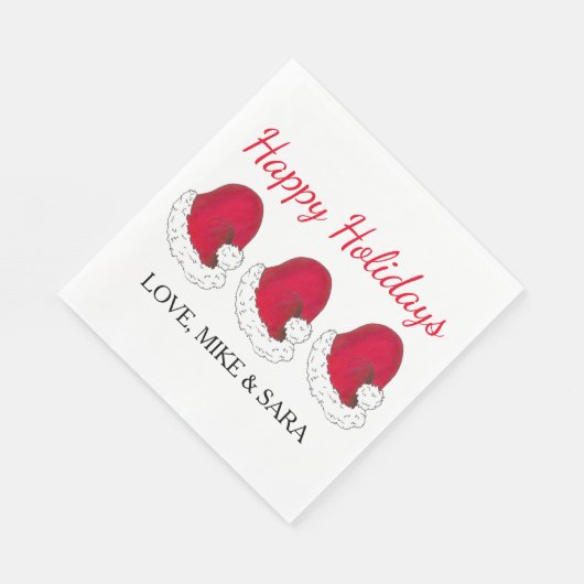 Serviette En Papier Noël Casquette du Père Noël Rouge Joyeuses fêtes (Coin)