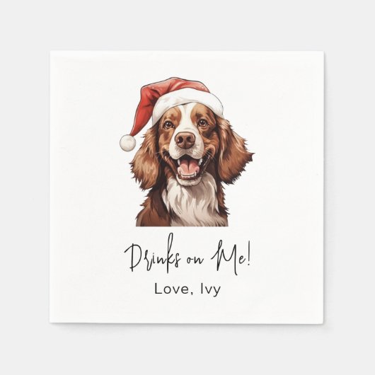 Serviette En Papier Noël Cavalier Charles Chien Personnalisé (Devant)