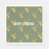Serviette En Papier Noël cerf vert olive or rustique (Devant)