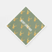 Serviette En Papier Noël cerf vert olive or rustique (Coin)